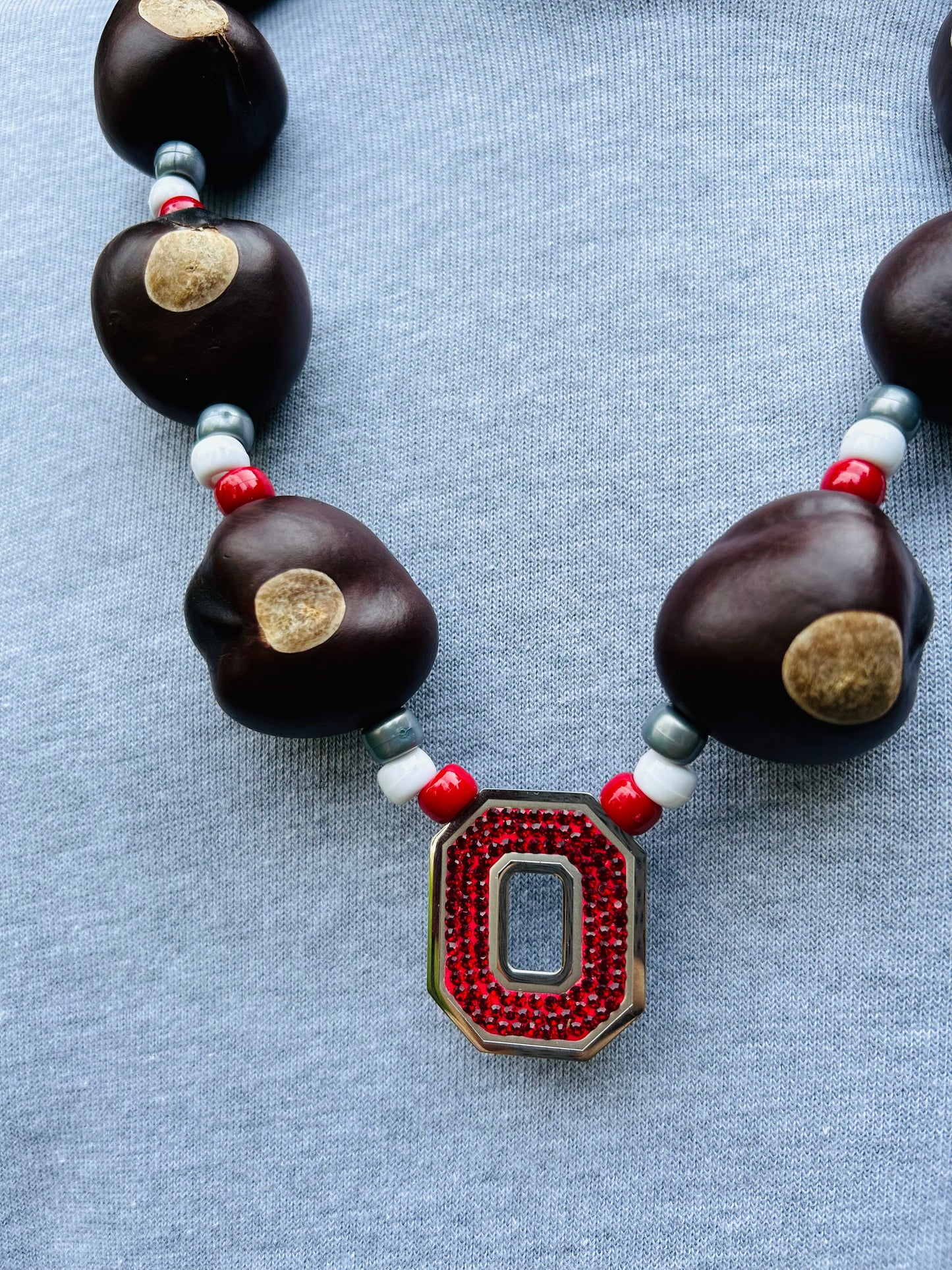 Buckeye Necklace with Block O Pendant