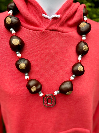 Buckeye Necklace with Block O Pendant